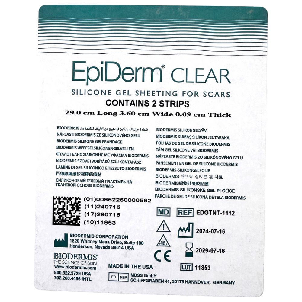 Bioderms - Epiderm Silicone Gel Scar Strips - Clear - 2 Pcs