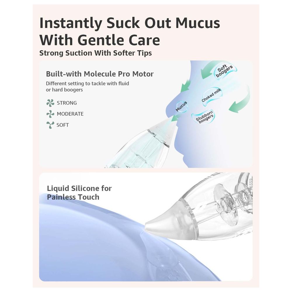 Grownsy - Baby Nasal Aspirator Electric with Automatic Cleaning - White