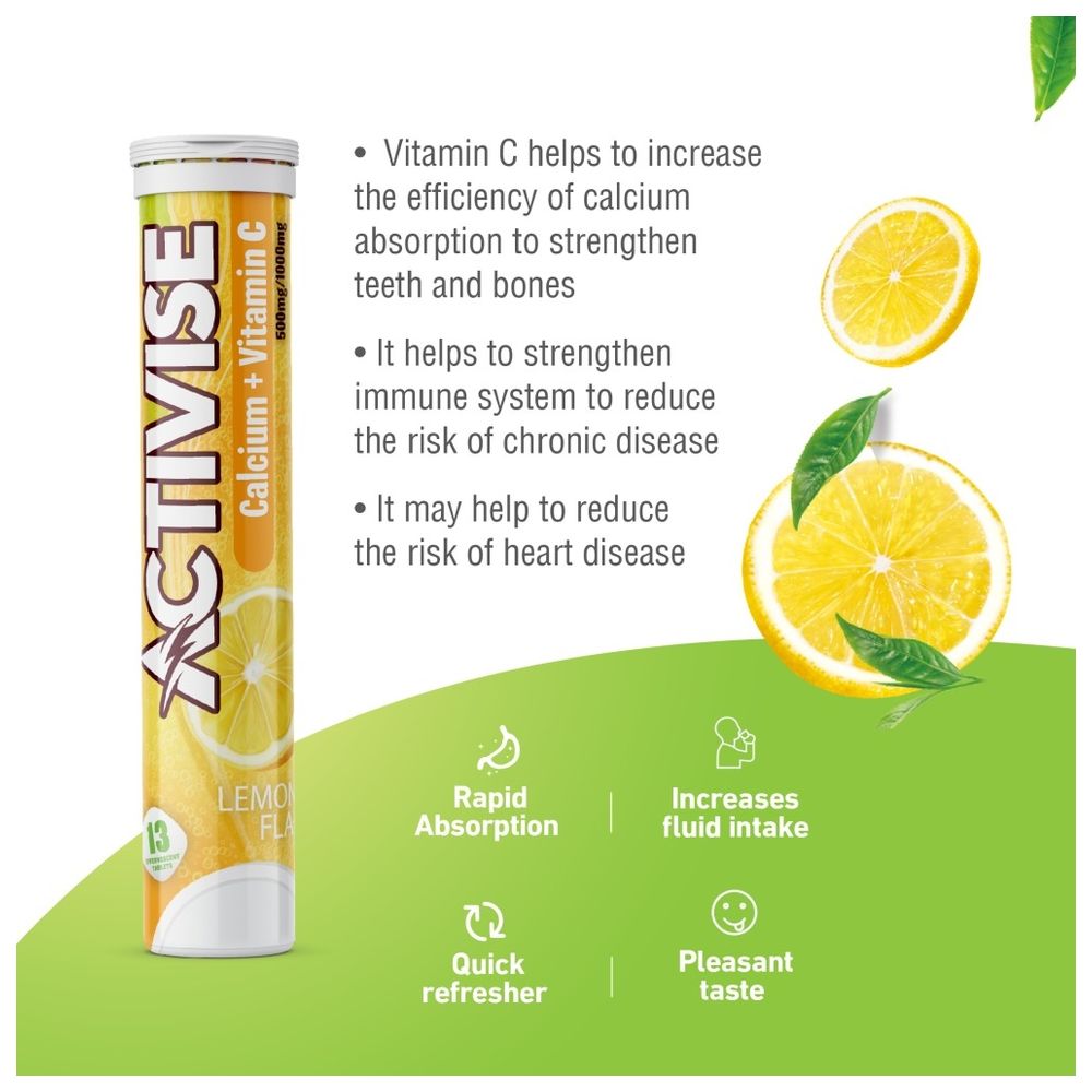 Activise Calcium Vitamin C Lemon Effervescent Tablet 13 s
