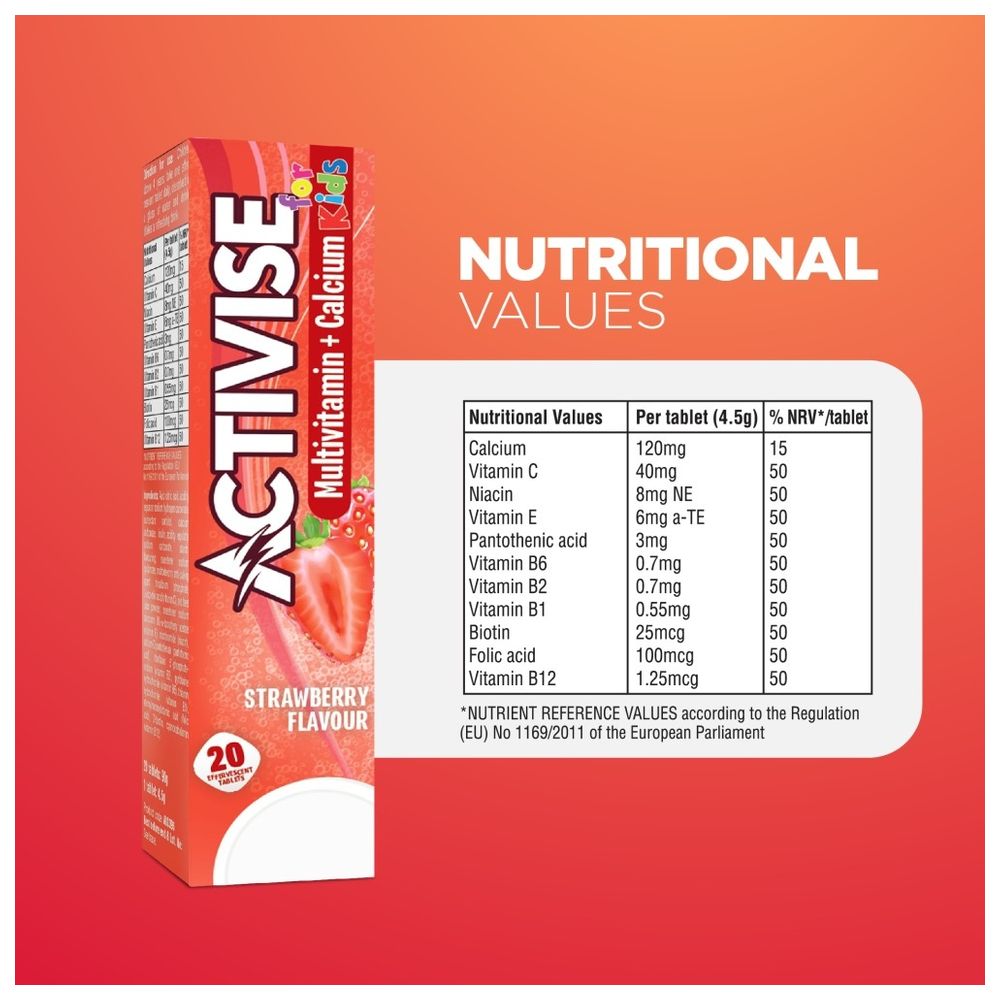 Activise Kids Multivitamin Calcium Strawberry Tablet 20 s