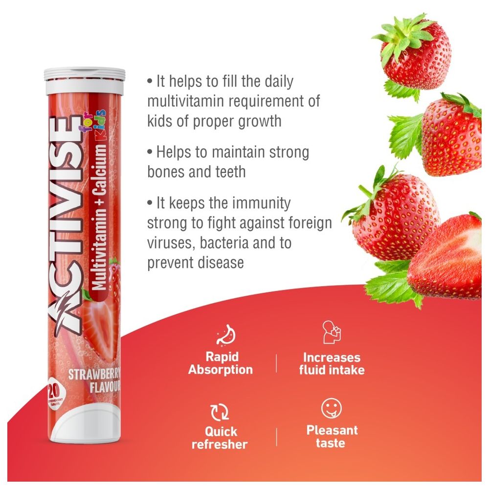 Activise Kids Multivitamin Calcium Strawberry Tablet 20 s