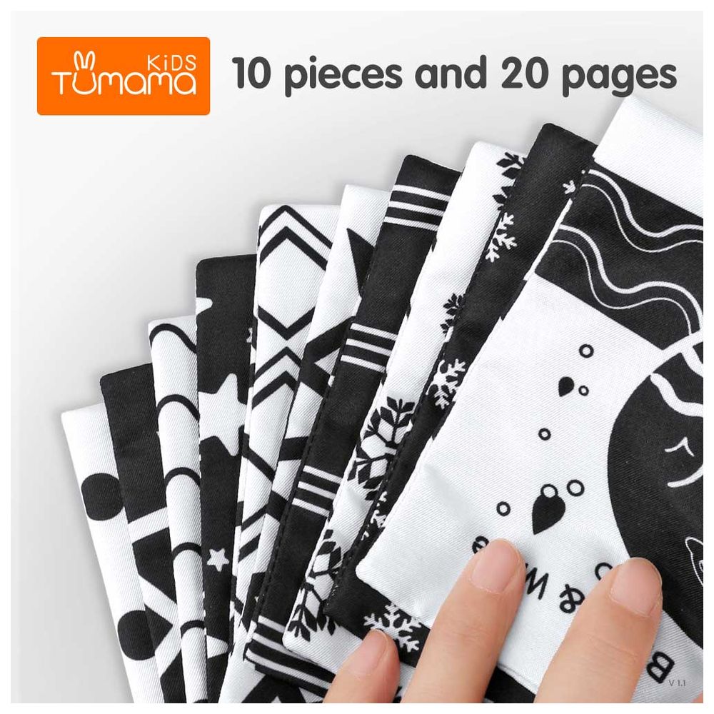 Tumama - Cloth Books With Extra Colour 4pcs - Black/White