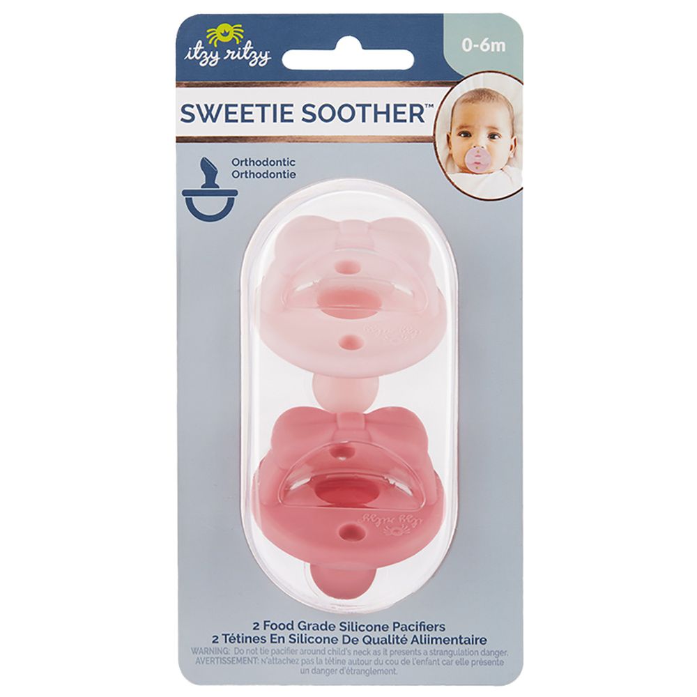 Itzy Ritzy - Silicone Pacifiers 0-6M Pack Of 2-Ballet And Rose