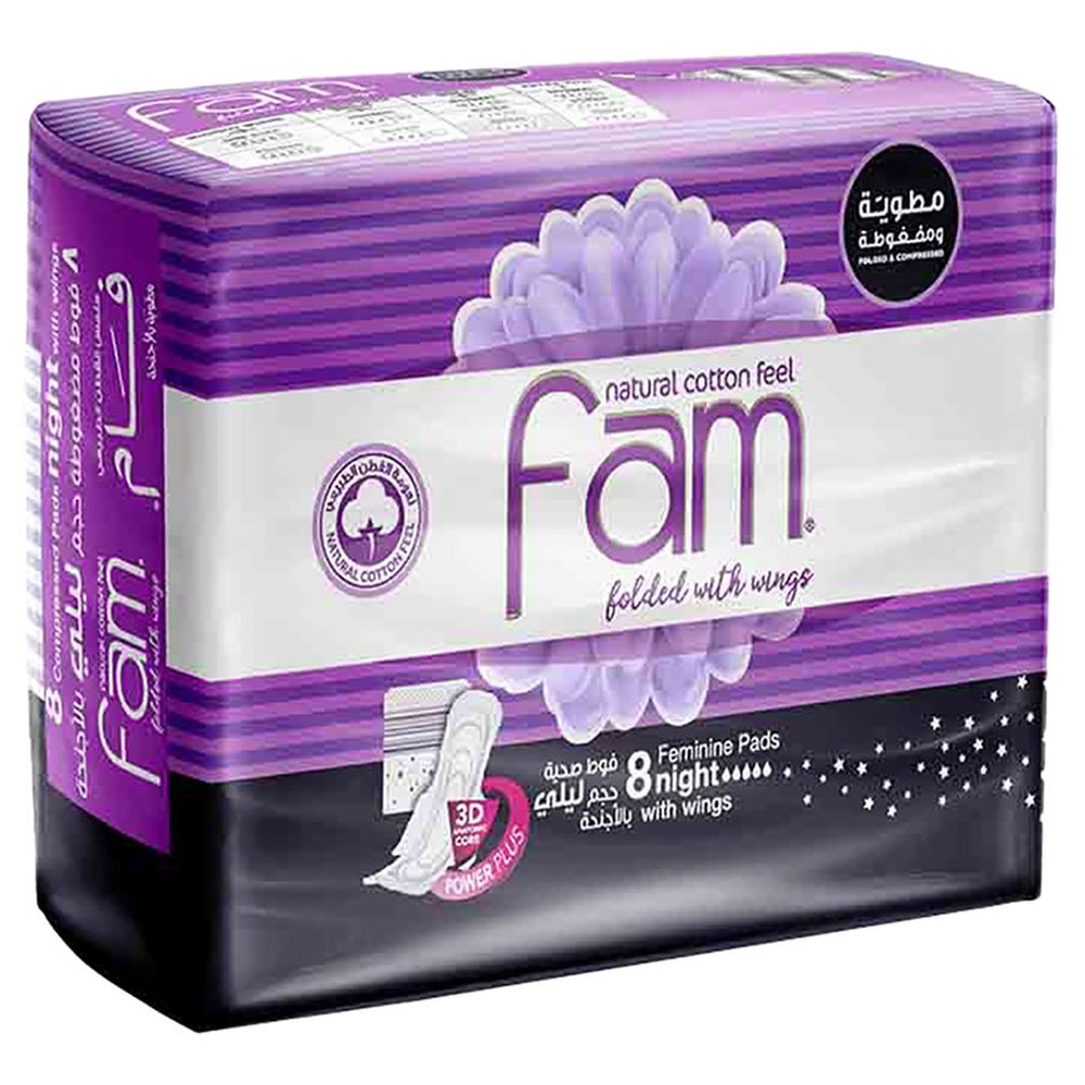 Fam Maxi Thick Folded With Wings Night Sanitary Pads 8 Pads