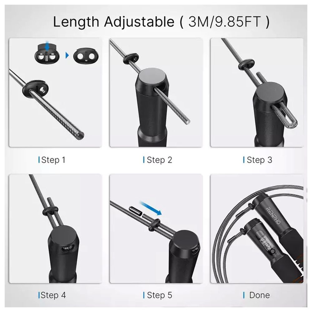 Renpho - Smart Jump Skipping Rope With App Data Analysis - Black