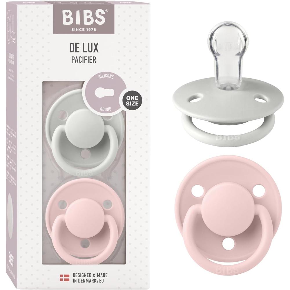 Bibs - Pacifier DeLux Silicone - 0-3Y - Pack of 2 - Haze/Blossom