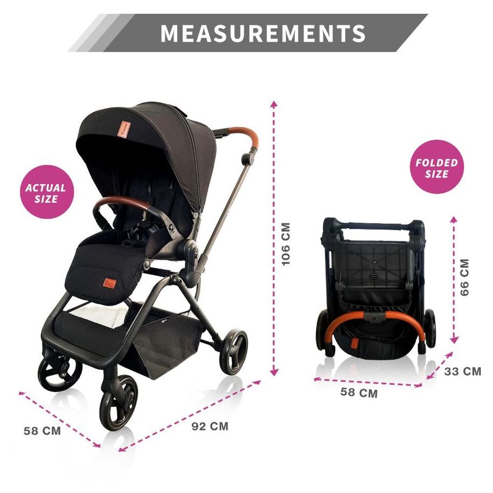 تيكنوم - عربية الأطفال للسفر سترول-ون القابلة للتدوير - أسود