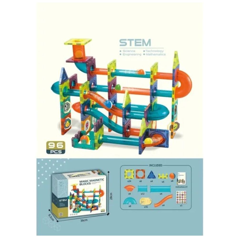 Little Learners - 96-Piece Magnetic Blocks Set for Early STEM Learning