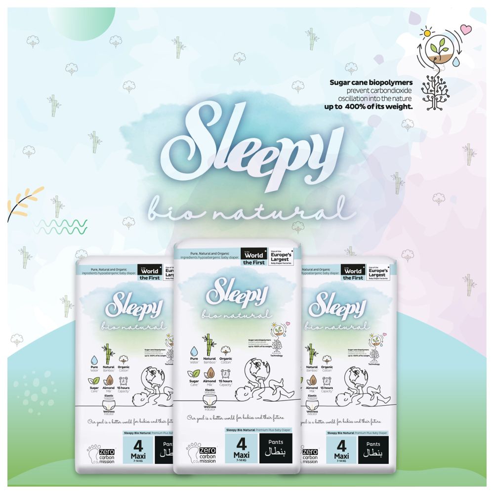 Sleepy - Bio Natural Diaper Pants - Size 4 - 7-14 Kg - 96 Count