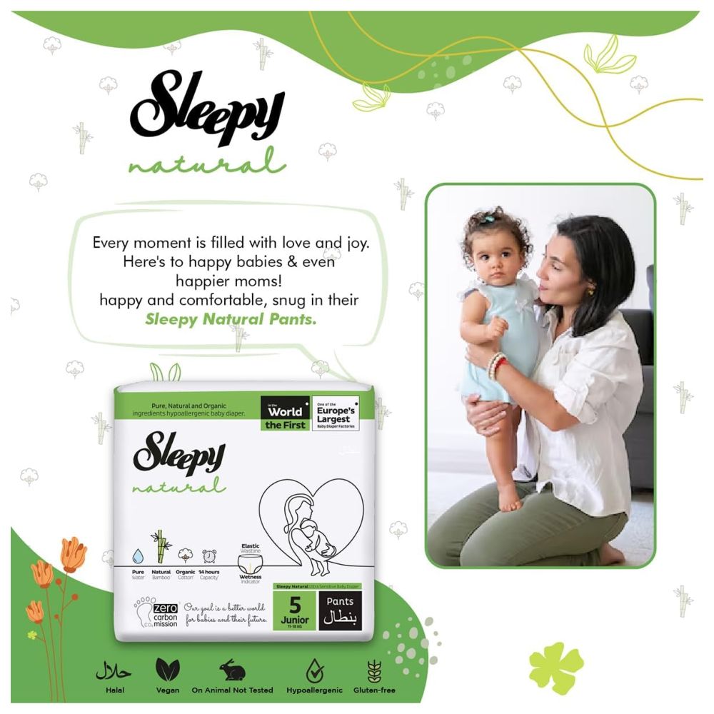 سليبي - حفاضات كلوت طبيعية - حجم 5 - 11-18 كلغ - 48 حفاض