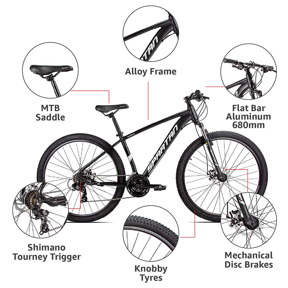 Spartan - 27.5 Inch Calibre Hardtail MTB - Charcoal Black