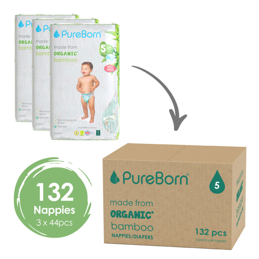 بيور بورن - حفاضات حجم 5 - 11-18 كلغ - 44 حفاض - عدد 3 - قد يختلف التصميم