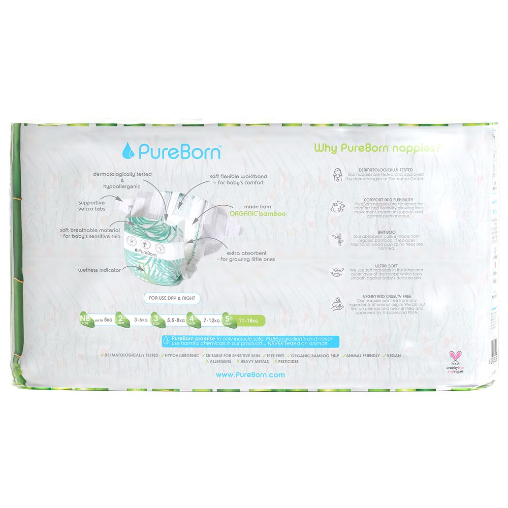 Pureborn Value Pack Nappies 11-18kg Size 5 - 88pcs - Daisy 