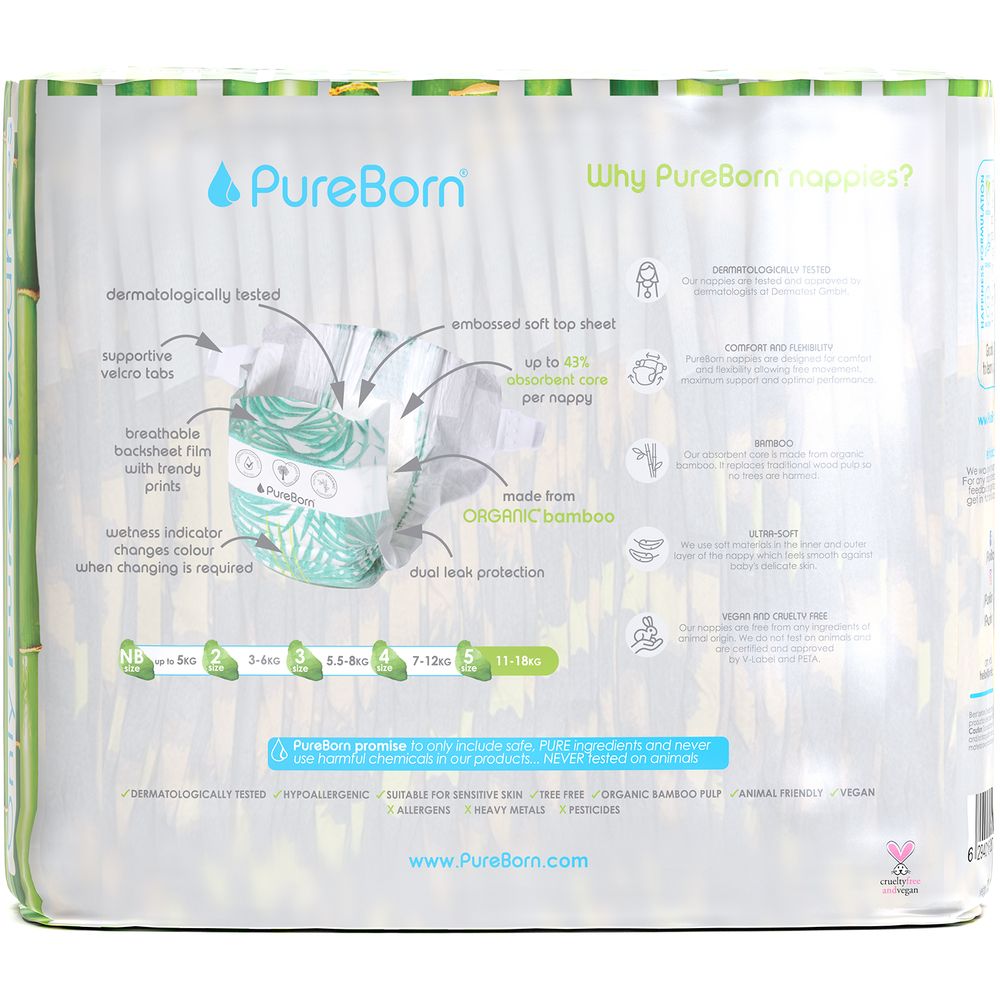 بيور بورن - حفاضات للأطفال - حجم 5 - قد يختلف اللون - 22 حفاض