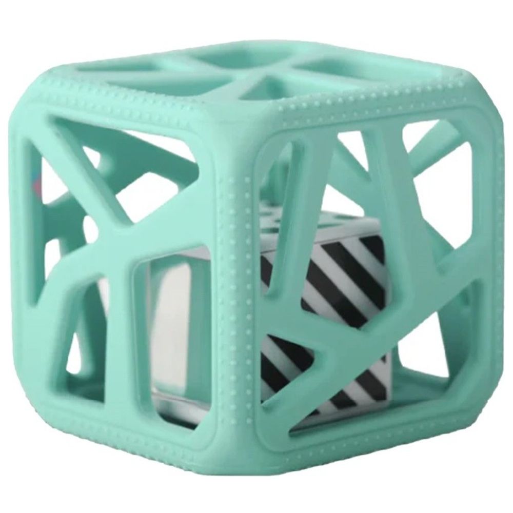 Chew Cube - Easy-Grip silicone Teether Rattle - Mint Green