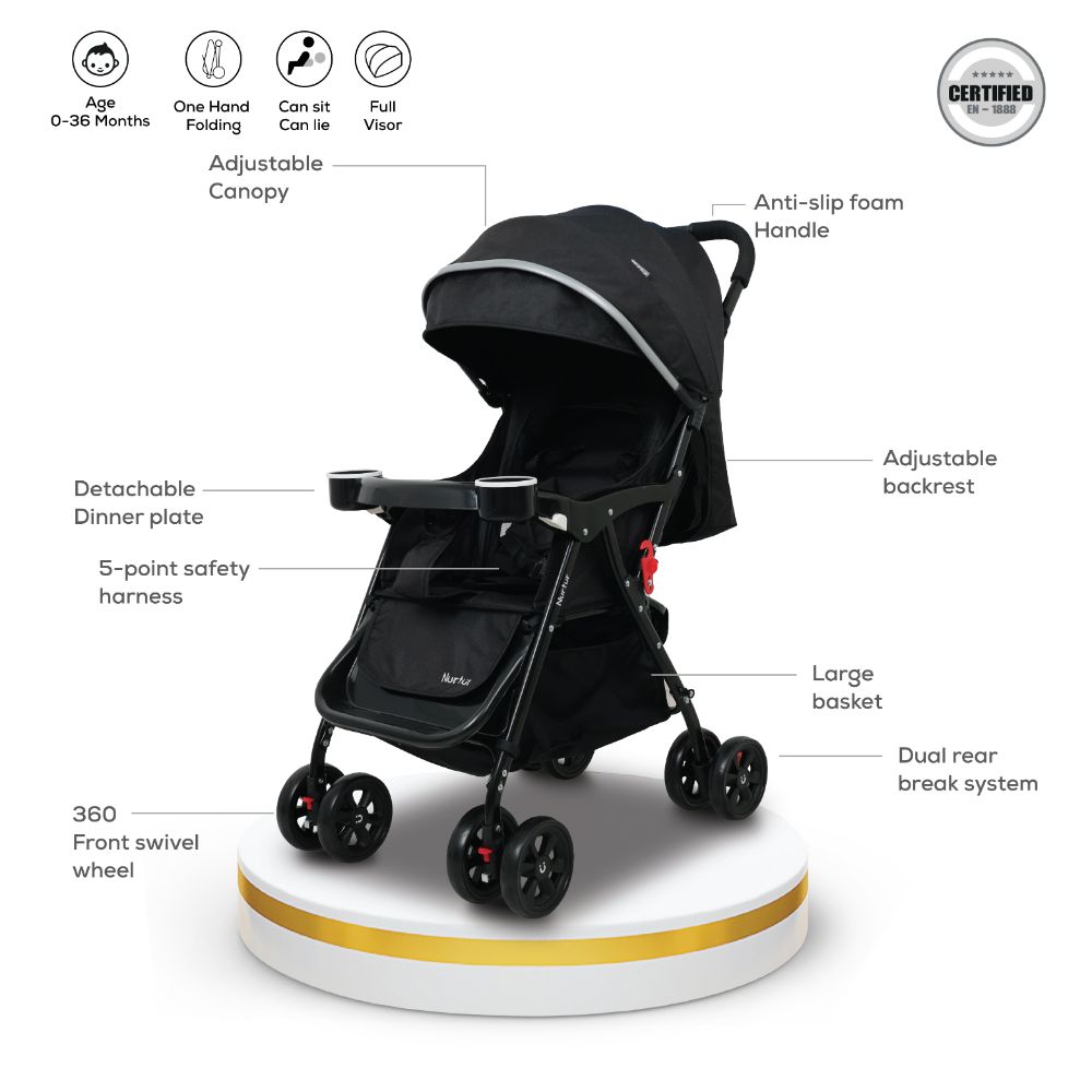 Nurtur - Fully Adjustable Stroller - Black