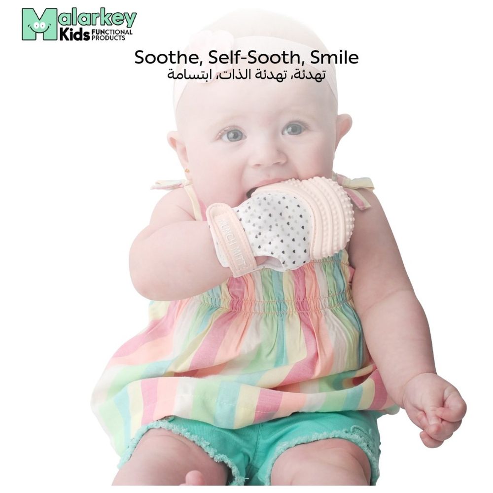 Munch Mitt - Teething Mitten - Pastel Pink Hearts