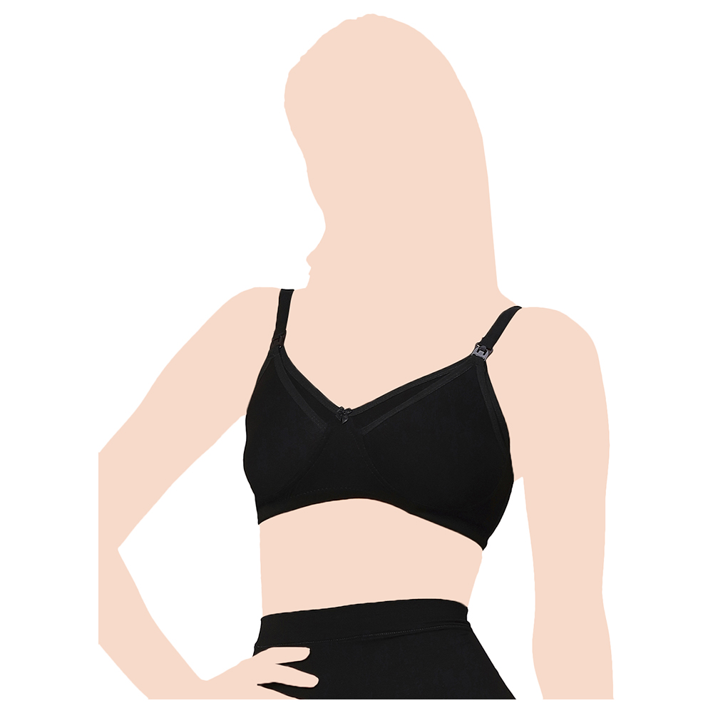 تامي - طقم ملابس داخلية وحمالة صدر للنساء الحوامل - قطعتين - أسود