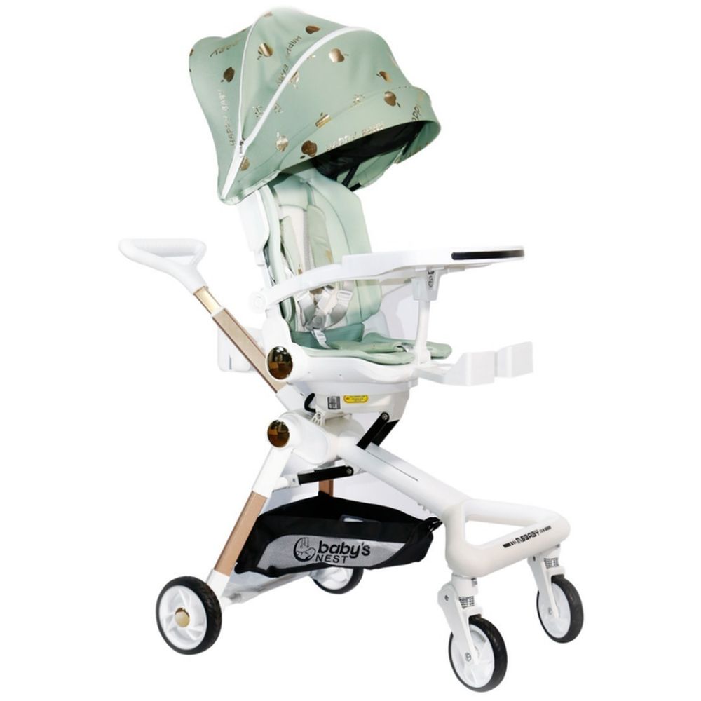 Baby's Nest - 2-In-1 Swivel Baby Stroller - Misty Teal