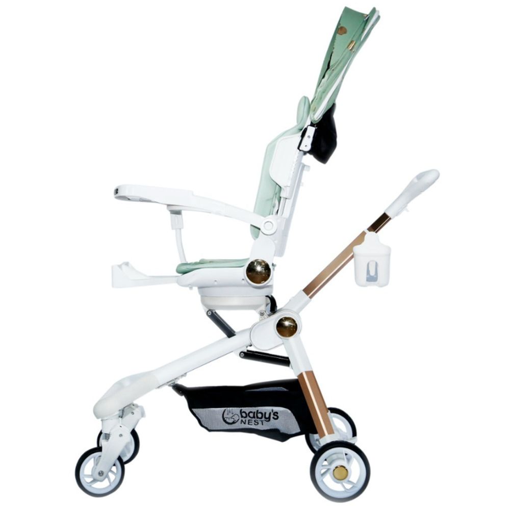 Baby's Nest - 2-In-1 Swivel Baby Stroller - Misty Teal