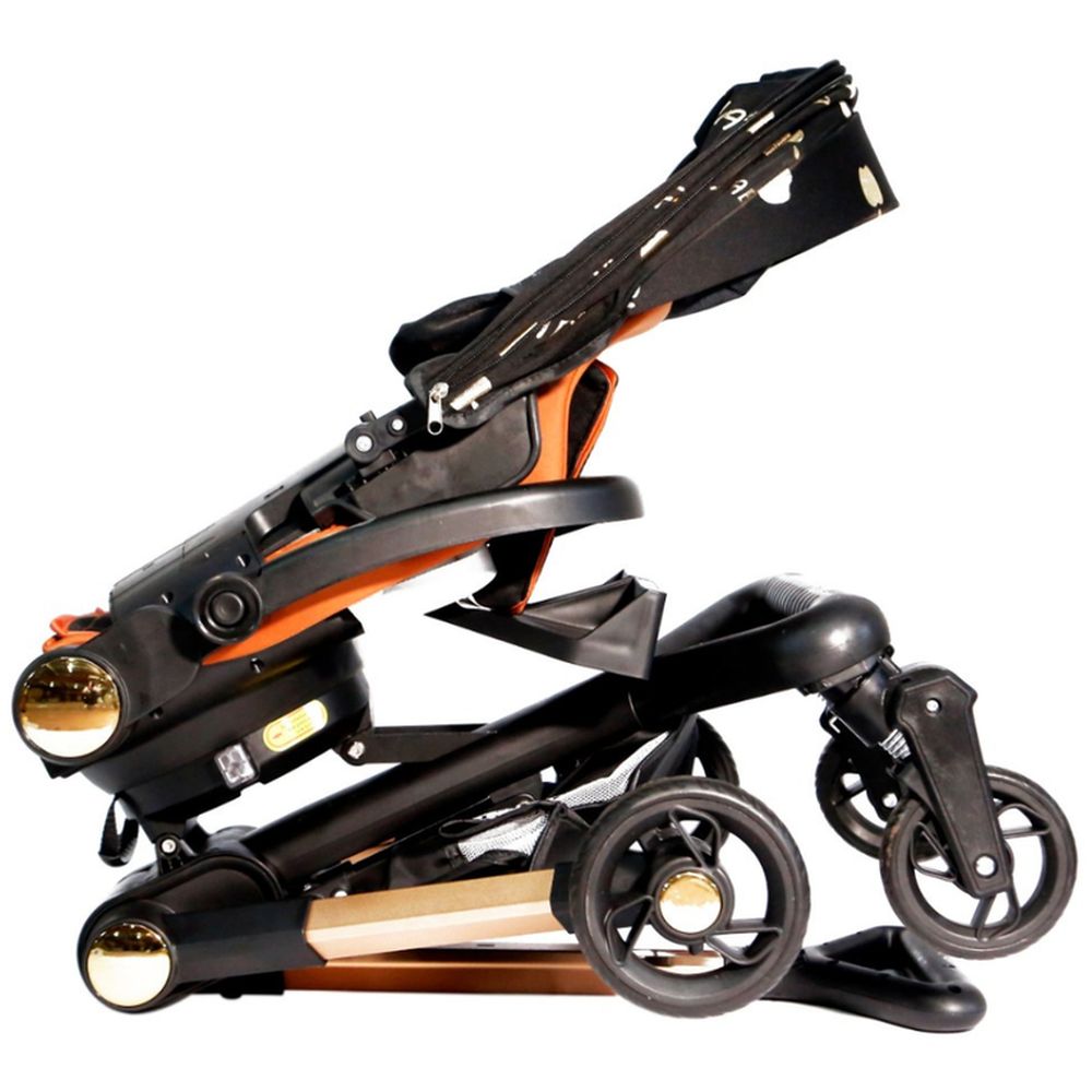 Baby's Nest - 2-In-1 Swivel Baby Stroller - Black With Brown