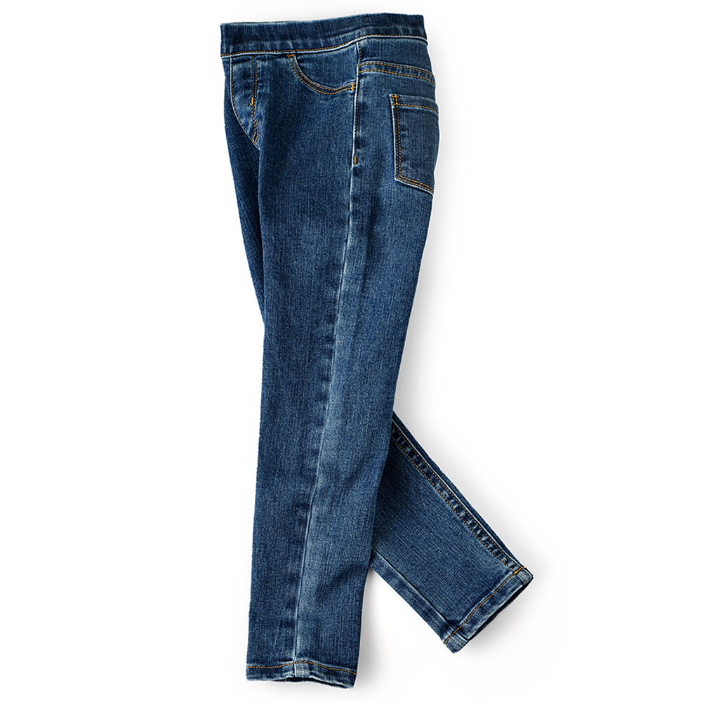 Jelliene - Toddler Girls Soft Cotton-Blend Denim Jeggings - Dark Blue