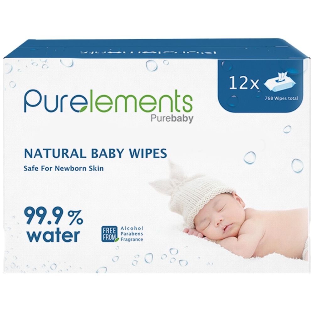 Purelements - 99.9% Water Wipes - Pack of 768 pcs for Newborn & Sensitive Skin
