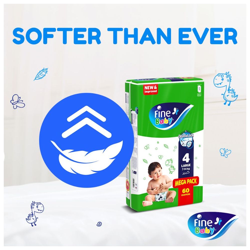 Fine Baby - Baby Diapers - Size 1 - Medium - 2-5 kg - Pack of 3 - 180 Pcs