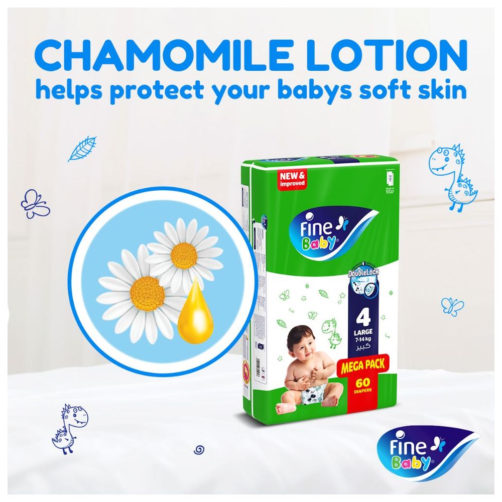 Fine Baby - DoubleLock Technology Diapers - Size 4 - Large - 7-14 kg - Pack of 3 - 222 Pcs