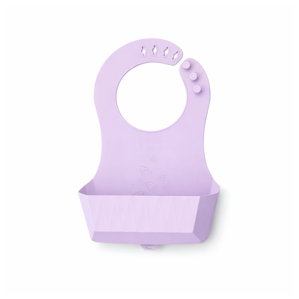 2angels - 2-Pack Silicone Spoons with Travel Case With 2 in 1 Silicone Plate And Foldable Silicone Bib - Lavender