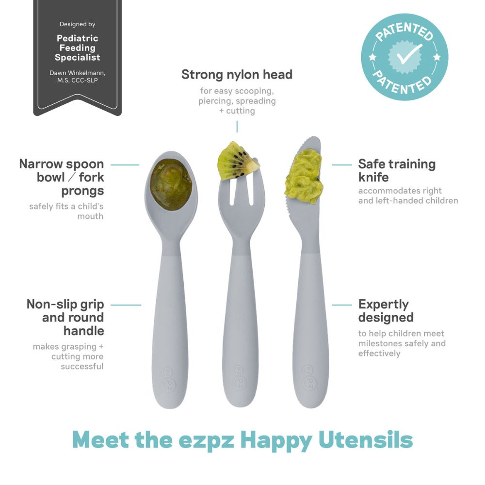 Ezpz Happy Utensils - Pewter