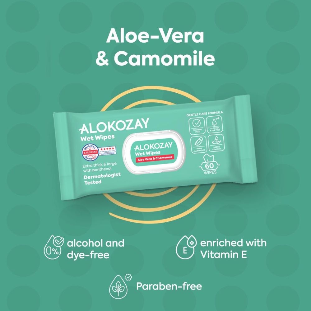 Alokozay - Baby Wipes - Aloe Vera & Camomile - Large Wipes - 60s