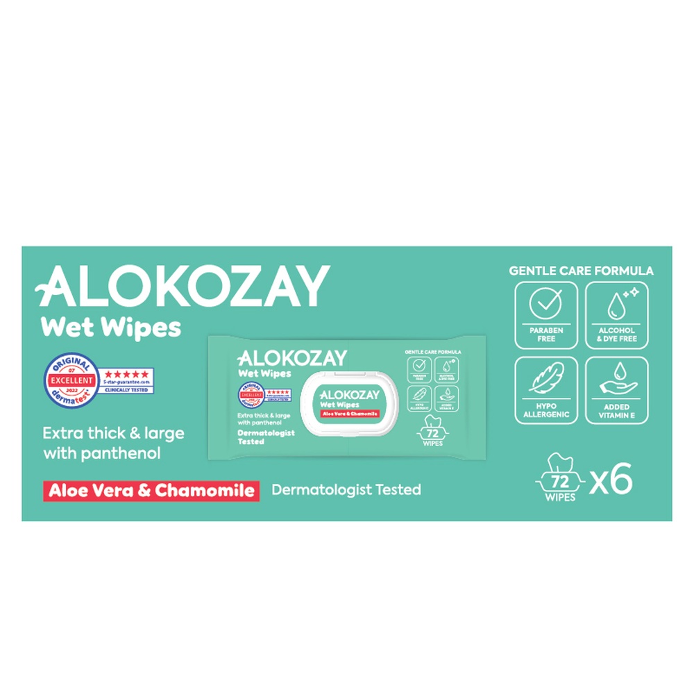 Alokozay Baby Wipes - Aloe Vera & Camomile - 72s x 6 Packs - 432S