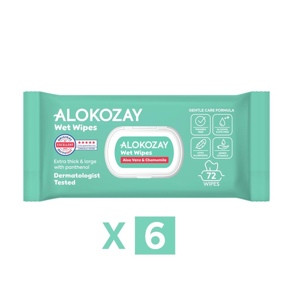 Alokozay Baby Wipes - Aloe Vera & Camomile - 72s x 6 Packs - 432S