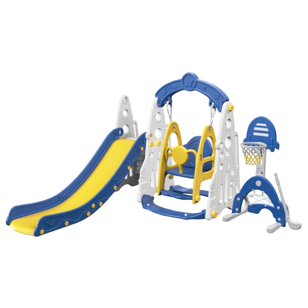 Little Angel Kids Slide,Swing,Basketball, And Football-Blue