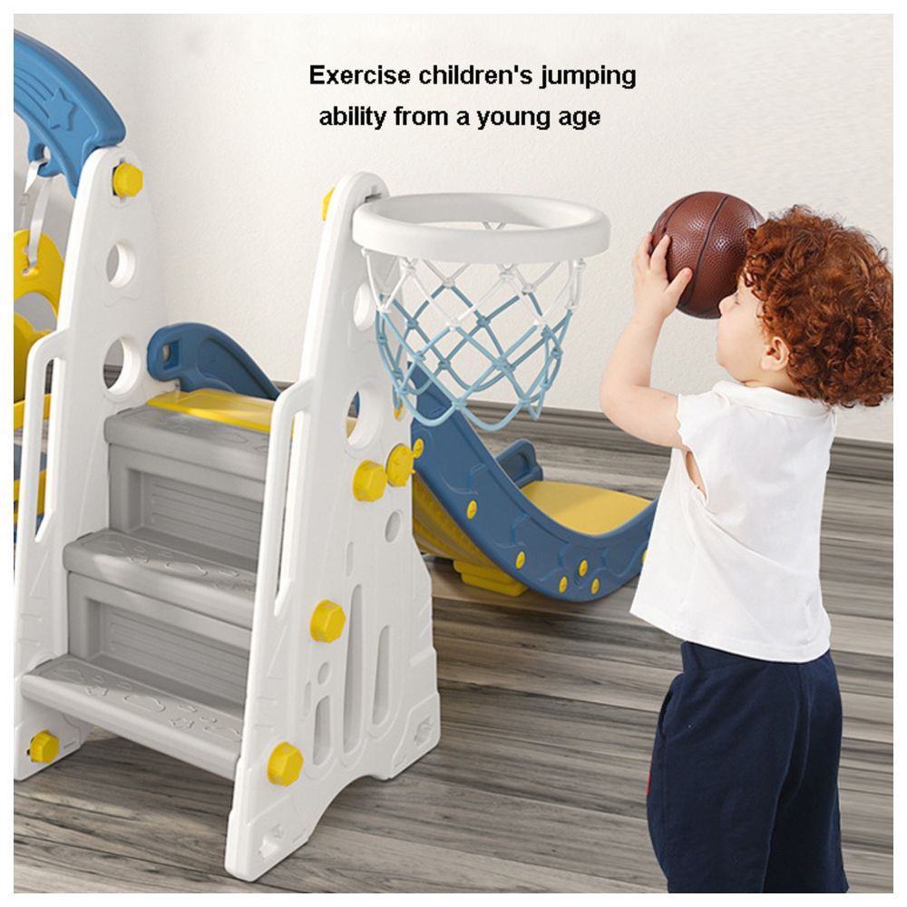 Little Angel Kids Slide,Swing,Basketball, And Football-Blue