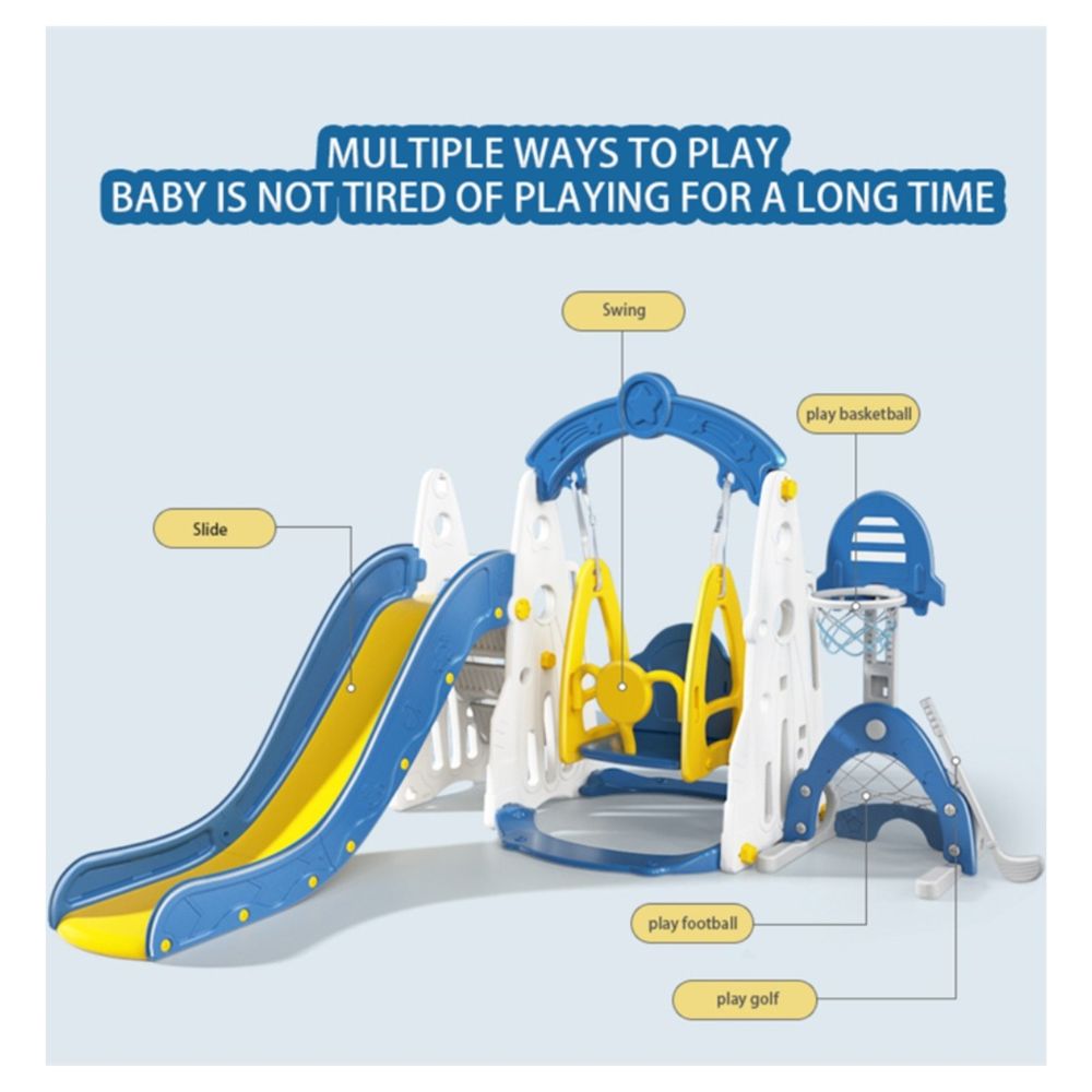 Little Angel Kids Slide,Swing,Basketball, And Football-Blue