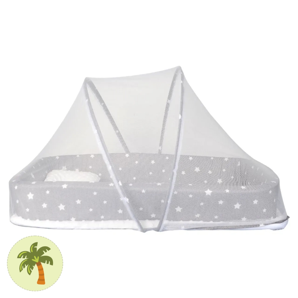 ليتل أنجل - مهد محمول للأطفال مع ناموسية - رمادي