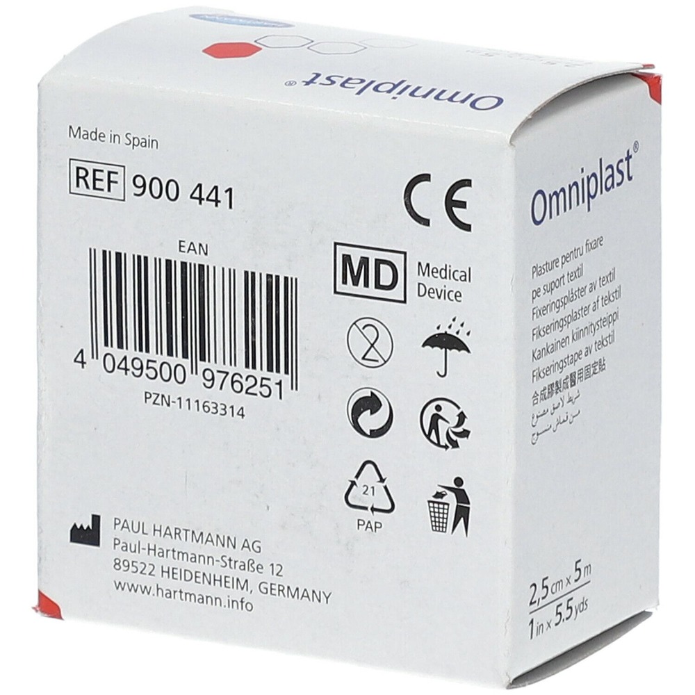 Hartmann - Omniplast Zinc Oxide Adhesive Tape 2.5 cm x 5 m