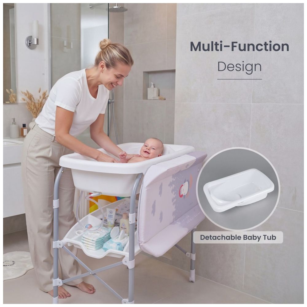 جيكل - طاولة حمام ريبل قائمة مع طاولة تغيير الحفاضات - رمادي