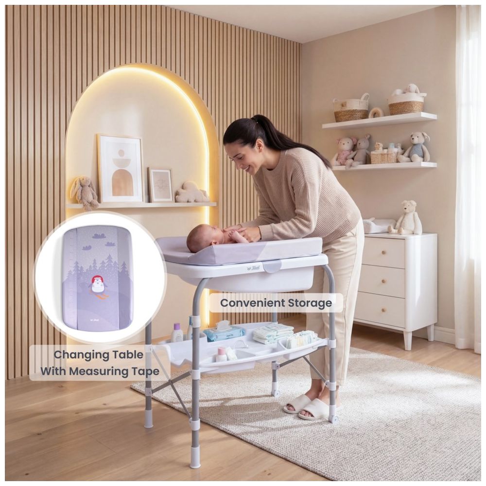جيكل - طاولة حمام ريبل قائمة مع طاولة تغيير الحفاضات - رمادي