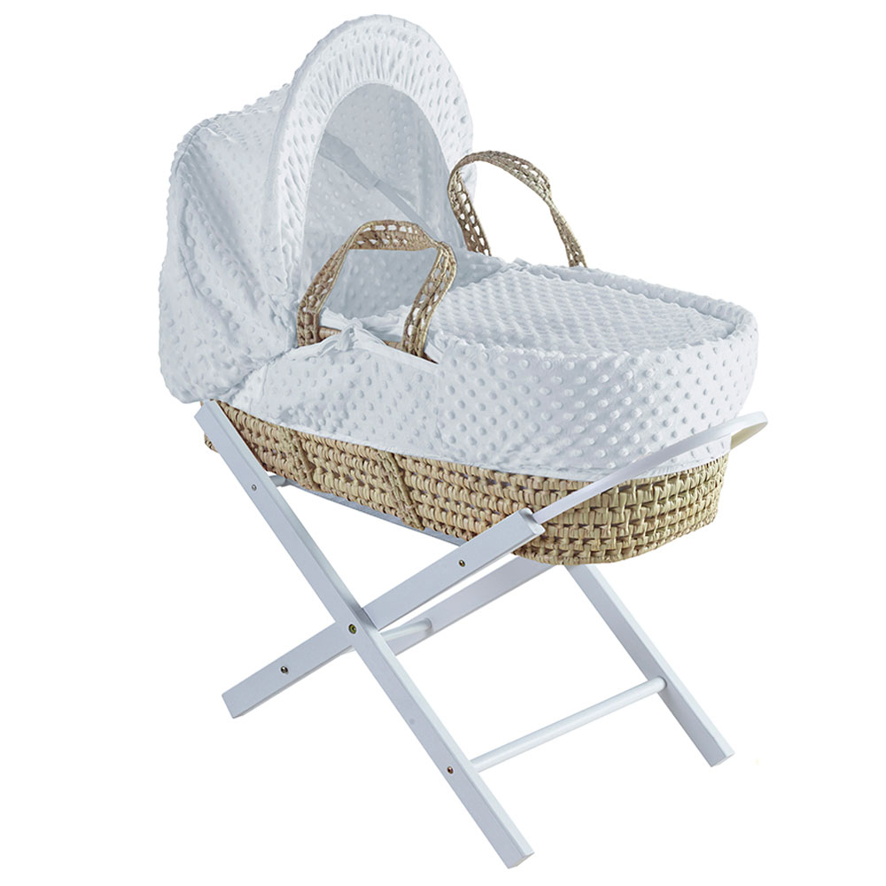 Kinder Valley White Dimple Palm Moses Basket with Stand