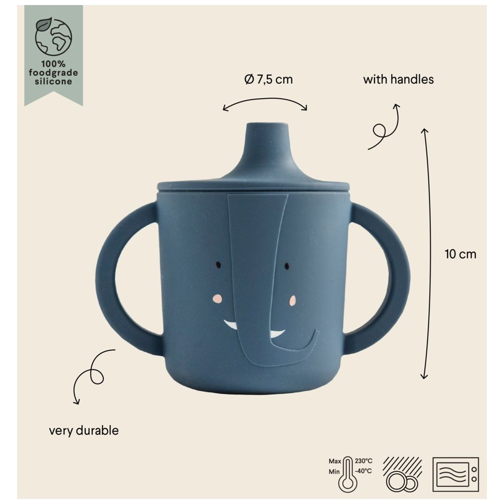 Trixie - Silicone Sippy Cup With Handles - Mrs. Elephant - 200ml
