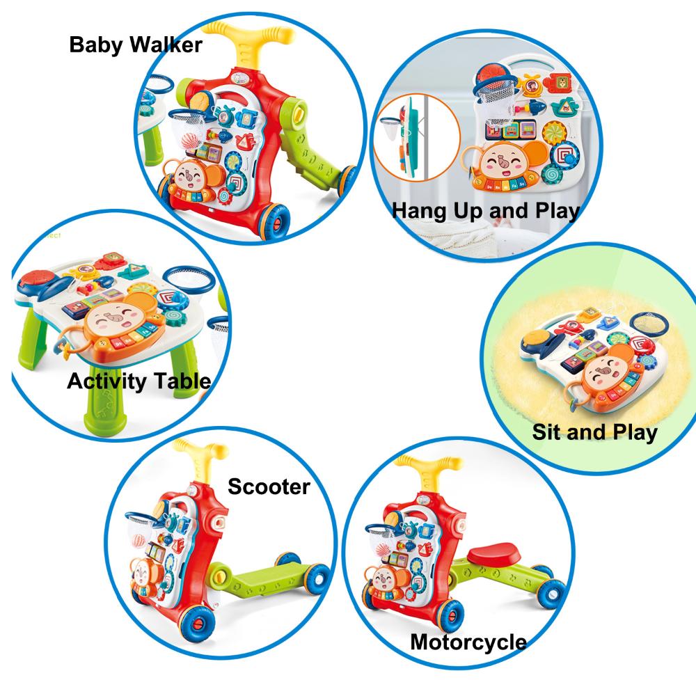 ليتل أنجل - مشاية أطفال تعليمية 5 في 1، قابلة للركوب والدفع - أحمر