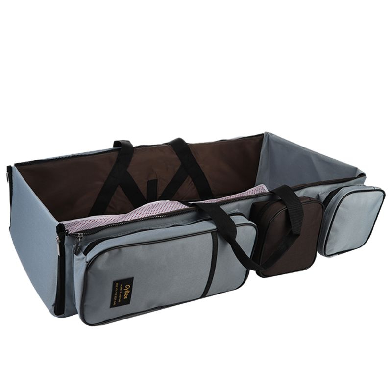 Cybee 9 In 1 Mummy Bag & Baby Travel Bed & Diaper Bag - Grey