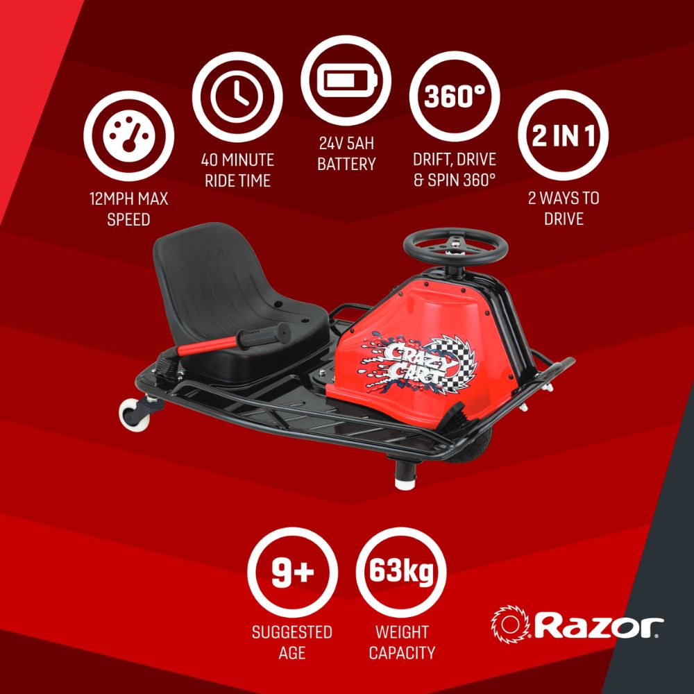 Razor - Durable - Crazy Cart - Black