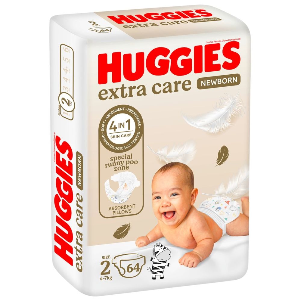 هجيز - حفاضات عناية إضافية لحديثي الولادة - مقاس 2 - 4-6 كلغ - عبوة جامبو - 64 حفاة