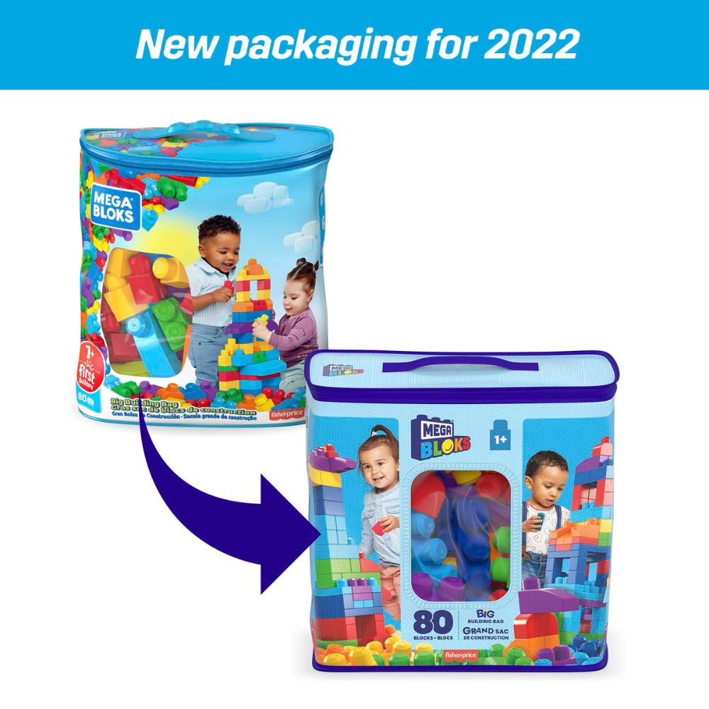 Mega Bloks - Big Building Bag - 80 pieces - Blue