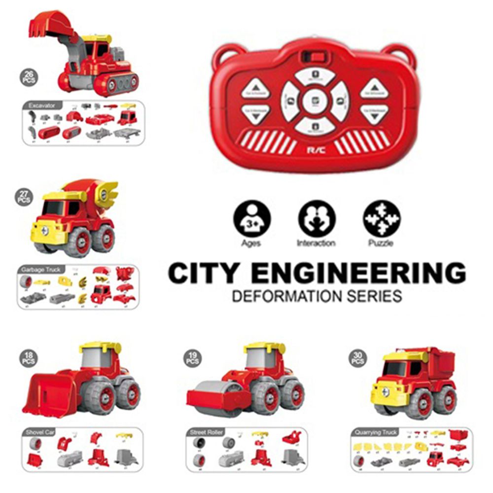 Little Story - 5-in-1 Robot Fire Fighter Truck with Remote - Red