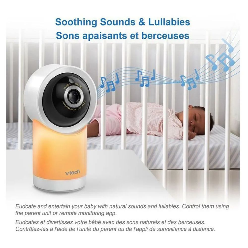 في تيك - شاشة مراقبة الأطفال الذكية عالية الدقة بتقنية واي فاي مقاس 5 بوصات - أبيض